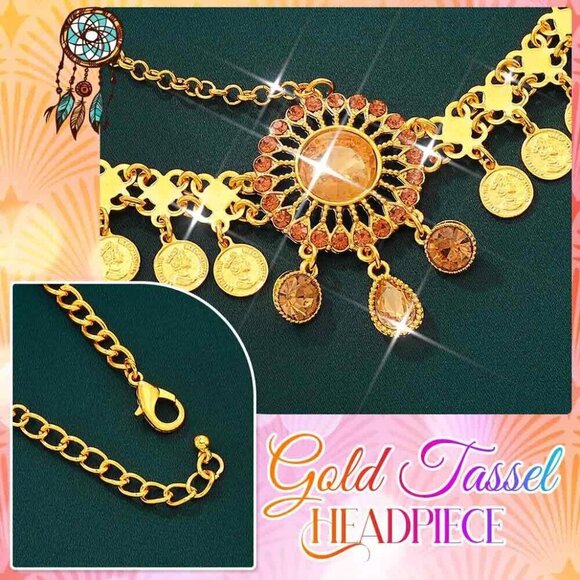 Sequins Head Chain Gold Festival Boho Headpiece for Women Girls One Size main image 7